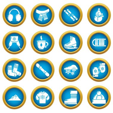 Kış giysileri Icons set, basit tarzı