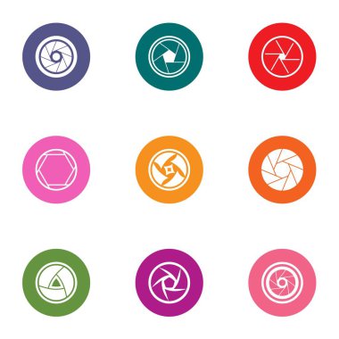 Objektif Icons set, düz stil