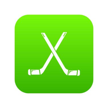 İki çapraz hokey sopaları yeşil simge vektör