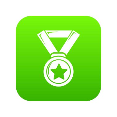 Hokeyi şampiyonu madalya yeşil simge vektör