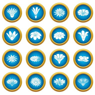 Detaylı çiçek Icons set, basit tarzı