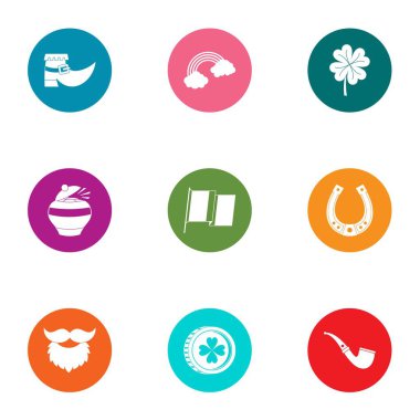 Şanslı Icons set, düz stil