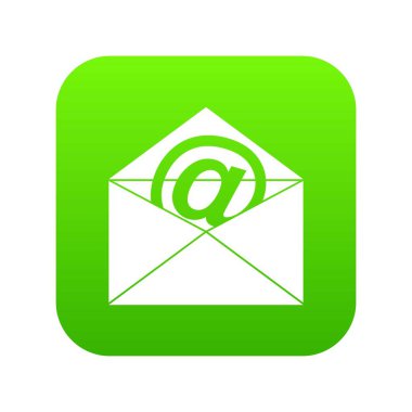 E-posta işareti simgesi dijital yeşil zarf