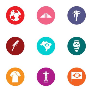 Kolay yaşam Icons set, düz stil