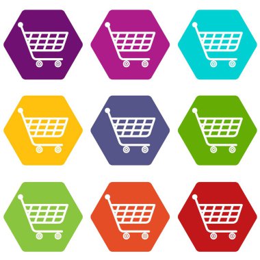 9 vektör ürün arabası Icons set