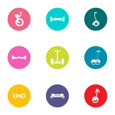 Kentsel ulaşım Icons set, düz stil