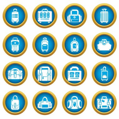 Çantası Bagaj bavul Icons set, basit tarzı