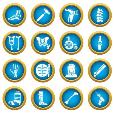 Ortopedi uzmanı kemik araçları Icons set, basit tarzı