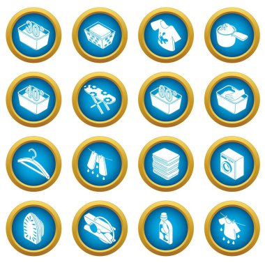 Çamaşırhane Icons set, basit izometrik tarzı