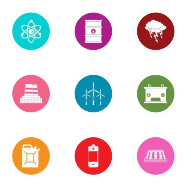 Tehlikeli çevre Icons set, düz stil