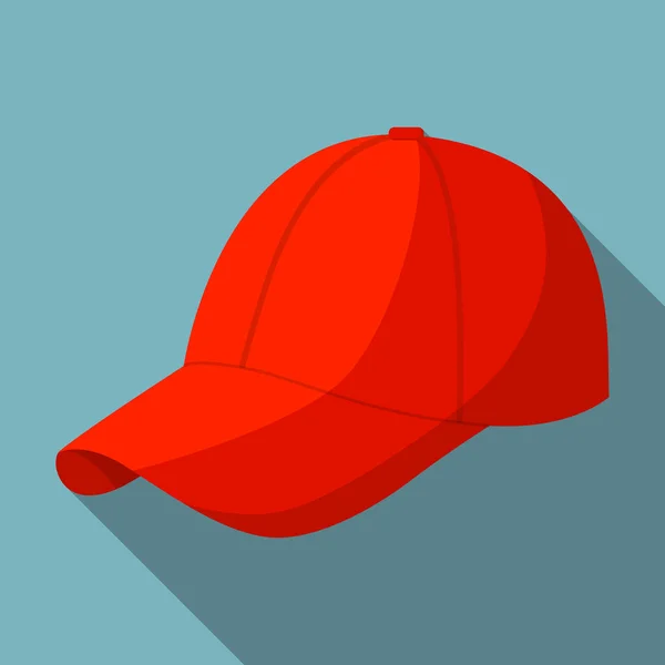 Casquette de baseball rouge icône, style plat — Image vectorielle