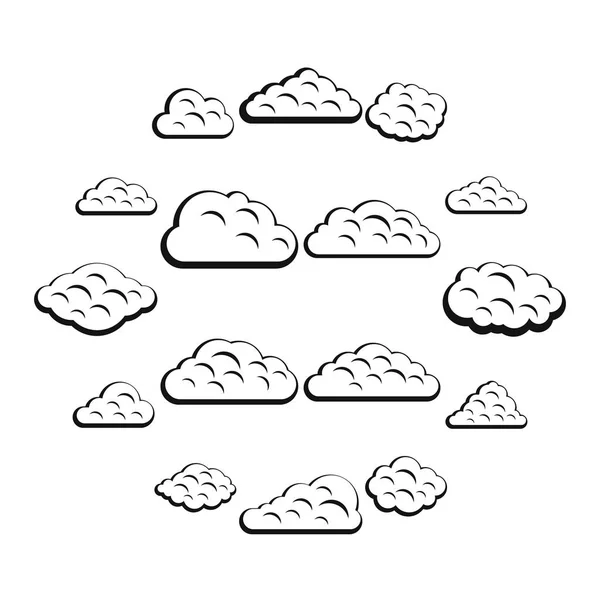Wolken Icons gesetzt, einfacher Stil — Stockvektor