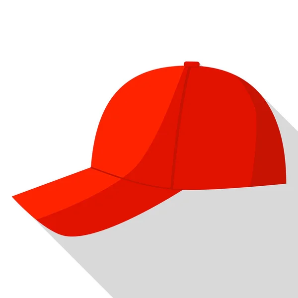 Vista lateral del icono de la gorra de béisbol roja, estilo plano — Archivo Imágenes Vectoriales