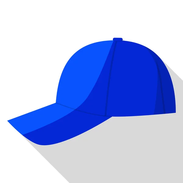 Vue latérale de l'icône de casquette de baseball bleue, style plat — Image vectorielle