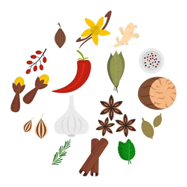 Spice icons set in flat style — Stock Vector