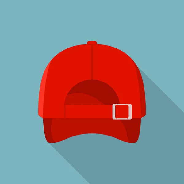 Parte posterior del icono de la gorra de béisbol roja, estilo plano — Archivo Imágenes Vectoriales