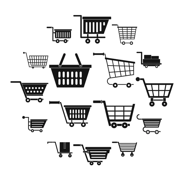 Conjunto de ícones de carrinho de compras, estilo simples — Vetor de Stock