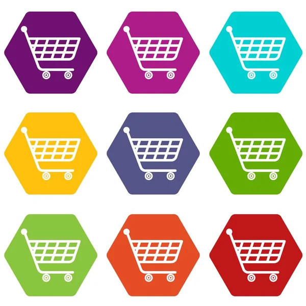 9 vektör ürün arabası Icons set