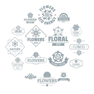 Çiçek logosu Icons set, basit tarzı