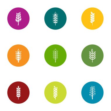 Gluten içerik Icons set, düz stil