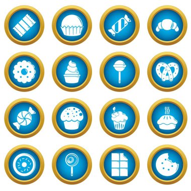 Tatlılar Pastalar Icons set, basit tarzı şeker