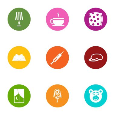 Uykuda Icons set düştü, stil düz