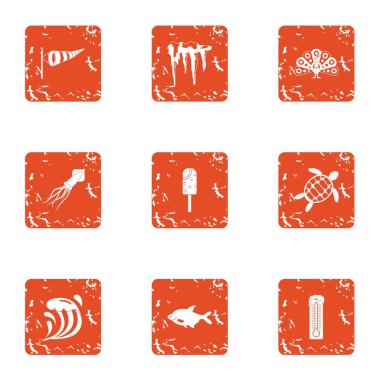 Balık tatlı simgeler kümesi, grunge tarzı