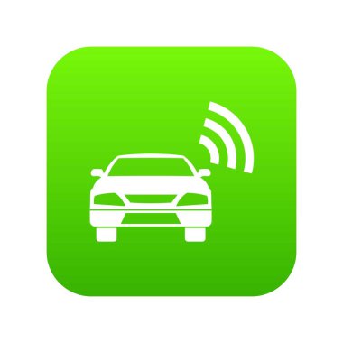 Araba ile wifi işareti simgesi dijital yeşil