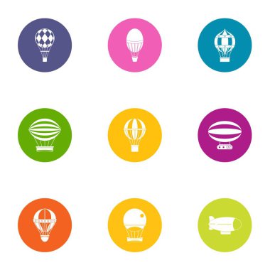 Hava servis simge seti, düz stil