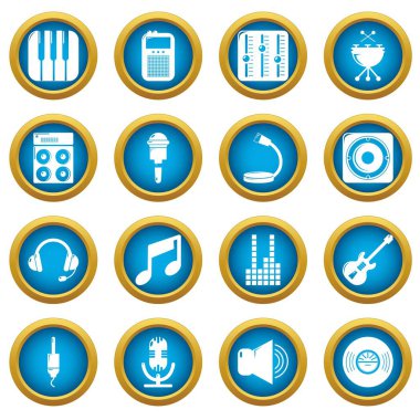 Stüdyo kayıt Icons set, basit tarzı simgeleri