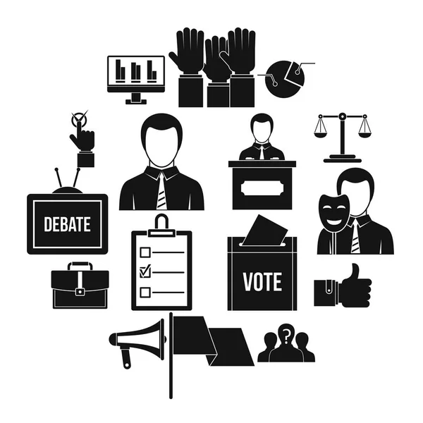 Eleição conjunto de ícones de votação, estilo simples — Vetor de Stock