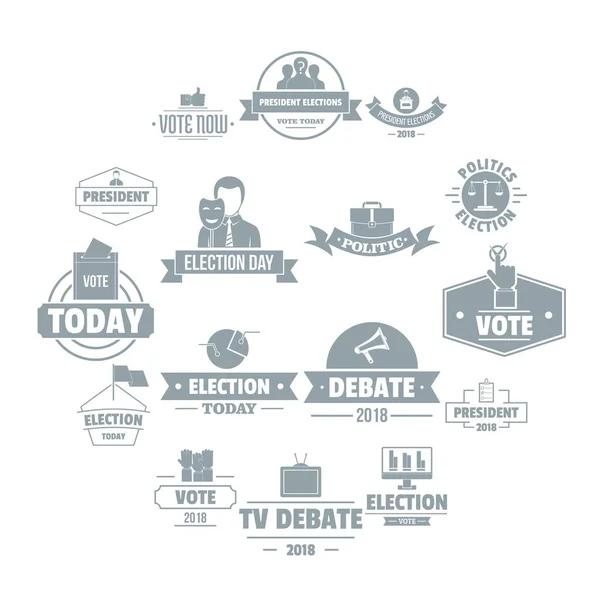 Conjunto de iconos de logotipo de votación electoral, estilo simple — Vector de stock