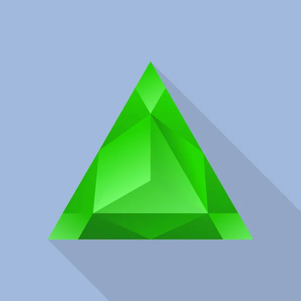 Triangular emerald icon, flat style — Stock Vector