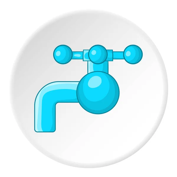 Tekoucí voda s knoflíkem ikonou, kreslený styl — Stockový vektor