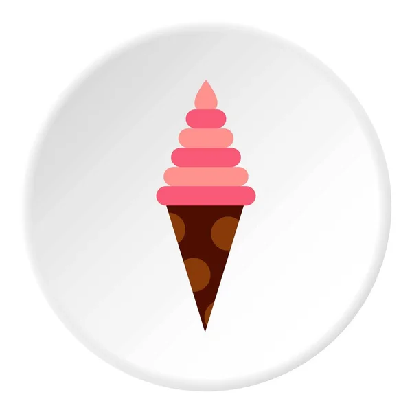 Sorvete de morango no ícone de cone de waffle —  Vetores de Stock