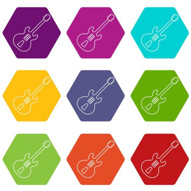 9 vektör elektro gitar Icons set
