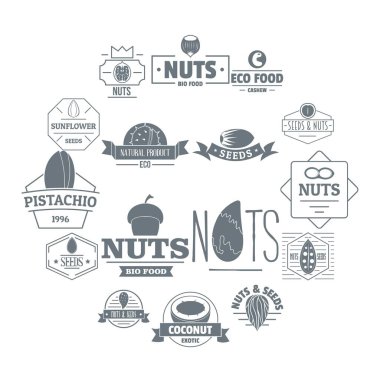 Fındık tohum logo Icons set, basit tarzı