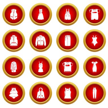 Icons set, basit tarzı moda giysiler giymek