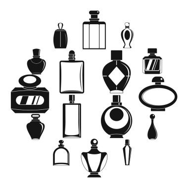 Parfüm şişeleri Icons set, basit tarzı