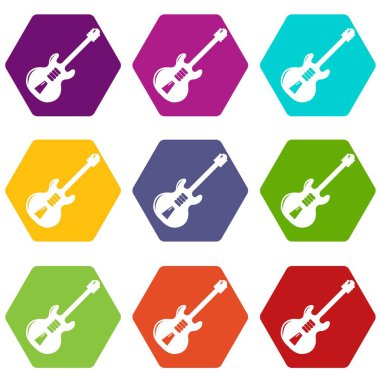 9 vektör elektro gitar Icons set