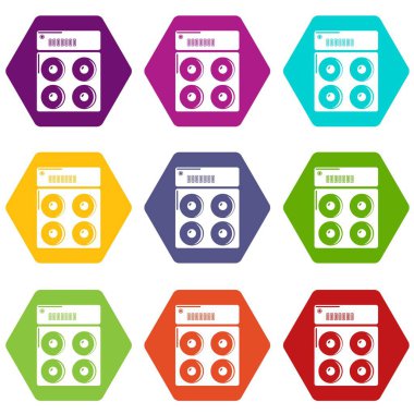 Hoparlör kutusu simgeleri 9 vektör ayarla