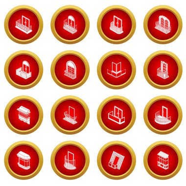 Balkon pencere formları Icons set, basit tarzı