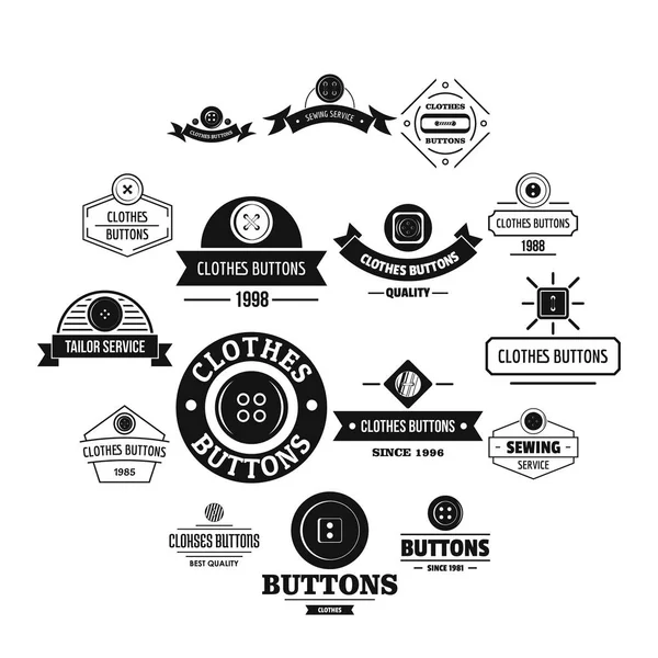 Dikiş logo Icons set, basit tarzı kıyafetler düğme