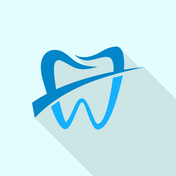 Icono del logotipo del diente de etiqueta, estilo plano — Vector de stock