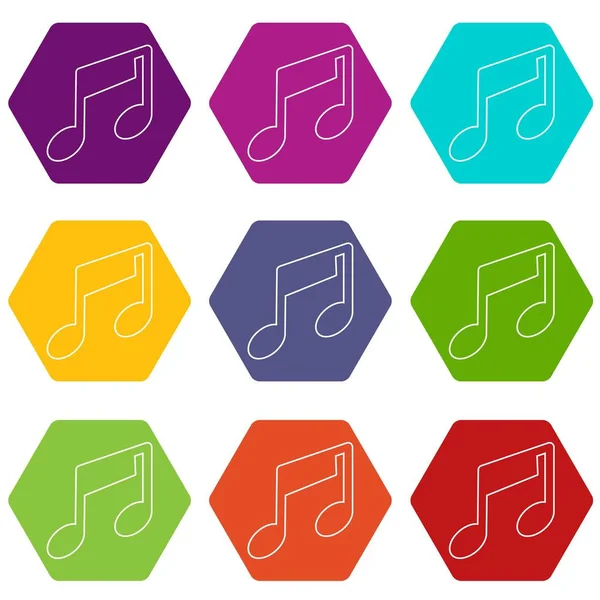 Music note icons set 9 vector — Stock Vector