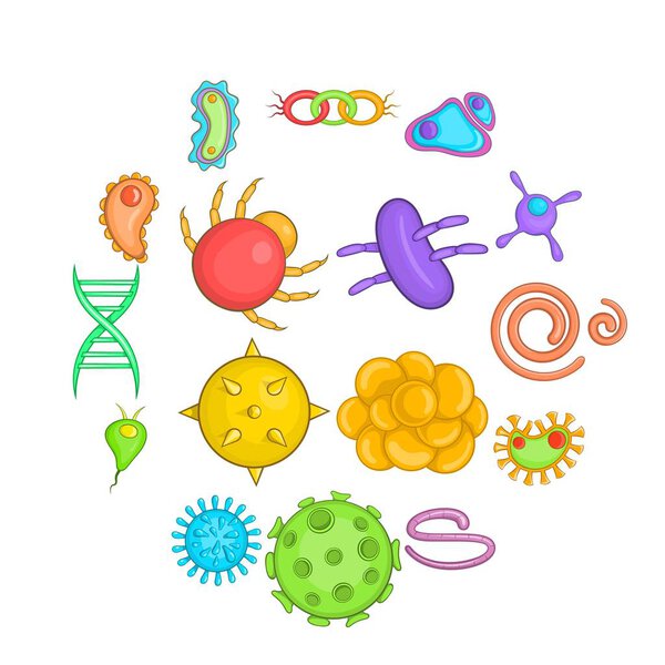 Вирусные иконы в мультяшном стиле

