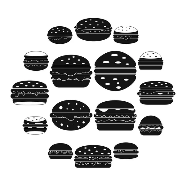 ハンバーガーのアイコンを設定、シンプルなスタイル — ストックベクタ