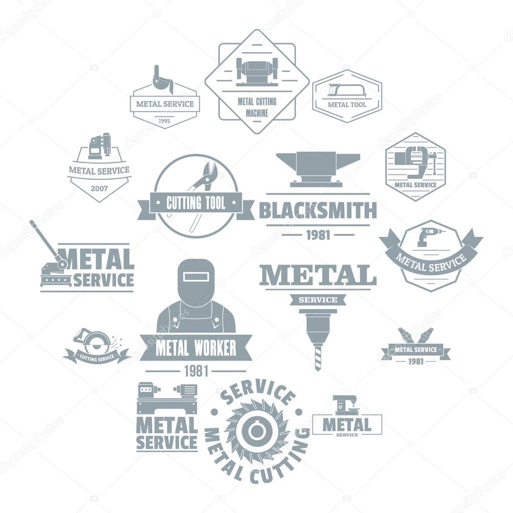 Metal working logo icons set. Simple illustration of 16 metal working logo vector icons for web