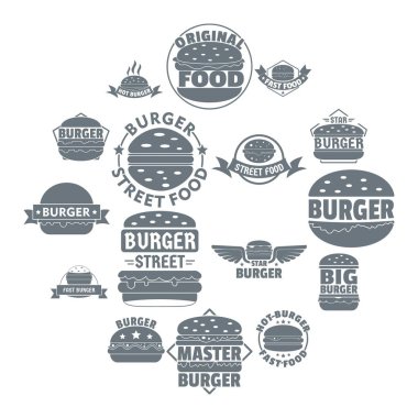 Burger logo Icons set, basit tarzı