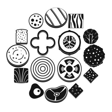 Dilim gıda madde Icons set, basit tarzı